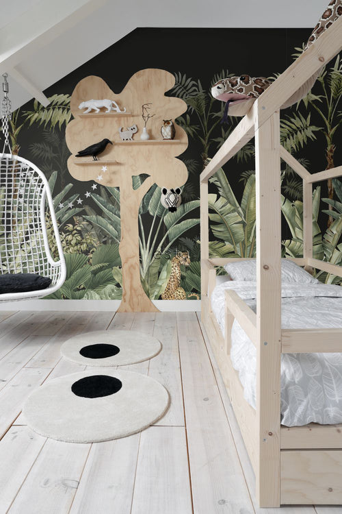 ESTAhome fotobehang jungle-motief zwart en vergrijsd groen - 300 x 279 cm - 158950 - vtwonen shop