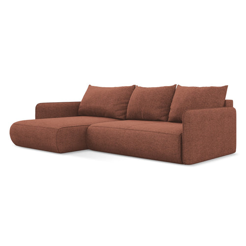 LaMiaSofa hoekbank links Palermo - chenille stof - gedempt roze - 240x148x86