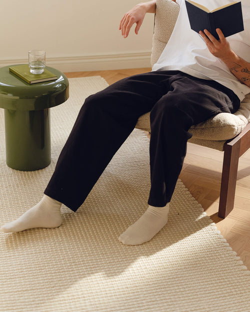 noo.ma handgeweven vloerkleed Natural Beige - Nieuw-Zeelandse wol, laagpolig, rechthoekig