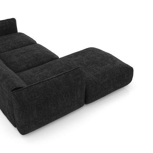 Sia Home - Hoekbanken links LIVIA - Fluweel weefsel - Donker antraciet - 272cm - vtwonen shop