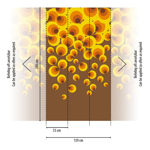 Livingwalls fotobehang retro ornamenten geel, oranje en bruin - 159 x 280 cm - AS-392581