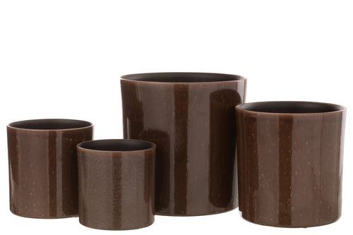 J-Line bloempot Flek - keramiek - bruin - large - Ø 24 cm - vtwonen shop