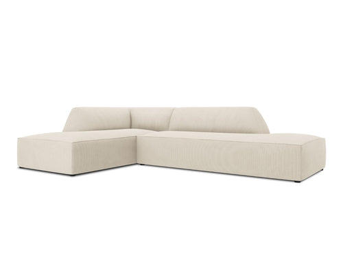 Micadoni linker hoekbank Ruby 4-zits, ribfluwelen, lichtbeige - 180x273x69cm