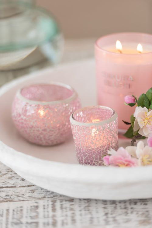 J-Line theelichthouder Mozaiek Recht - glas - roze - 6 stuks - vtwonen shop