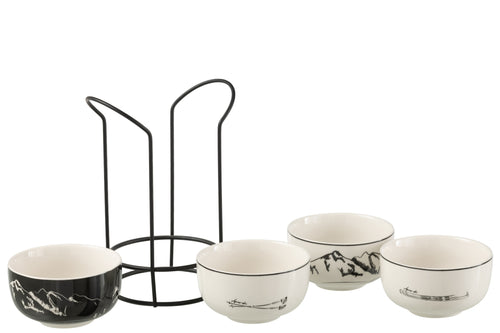 J-Line kom + sokkel - keramiek - zwart - doos van 4 stuks - vtwonen shop