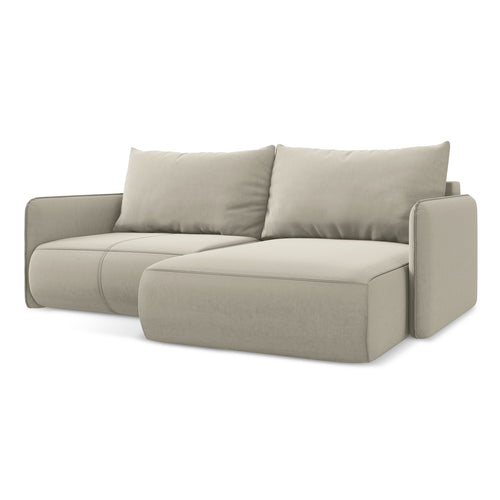 LaMiaSofa hoekbank rechts Palermo - velours - parel - 207x148x86