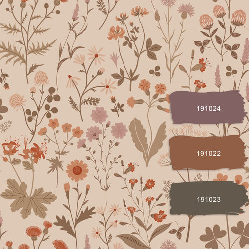 ESTAhome behang veldbloemen terracotta roze - 53 cm x 10.05 m - 139597