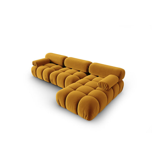Cosmopolitan Design - Modulaire hoekbank rechts Cortina 4-zits, flueel geel - 155x282x70cm