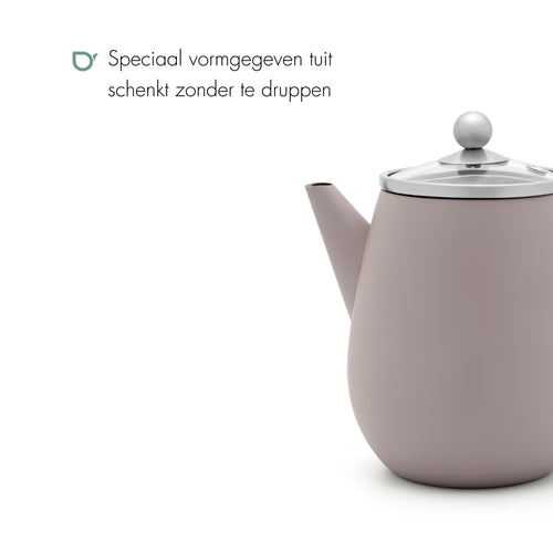 Bredemeijer - Dubbelwandige theepot Eva - 0,5 liter - Betongrijs - Met filter - vtwonen shop