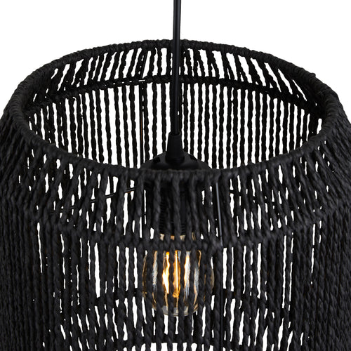 Lighto - Hanglamp Rotan Zwart Ø28 cm - Glide