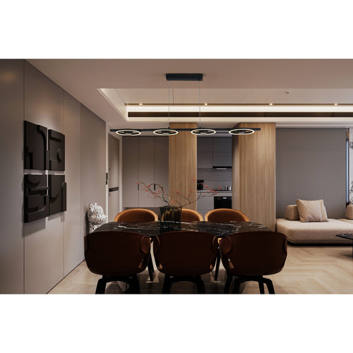 Searchlight Space 4-lichts LED-balk plafondlamp, zwart metaal