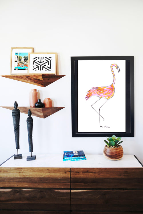 Catchii poster Flamingo Head Side - meerkleurig - 297x210 cm