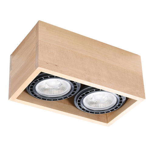 Sollux Lighting Plafondlamp QUATRO 2 naturel hout - 27x14x10cm