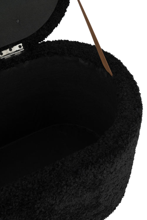 J-Line poef Opslag Teddy - polyester - zwart - vtwonen shop