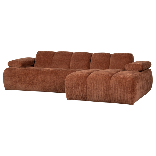 WOOOD chaise longue rechts Mojo - Geweven Ribstof - Roestbruin - vtwonen shop
