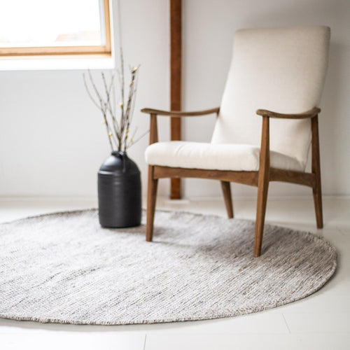 Interieur05 Vloerkleed Gerecycled Materiaal Rond Ciro Naturel gemeleerd (bruin/wit/antraciet) - 220 x 220 cm
