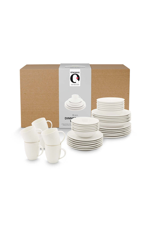 vtwonen - Serviesset - Basic - 36-delig - Wit porselein - 6 personen
