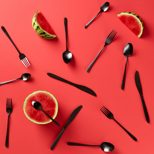 Ona - Bestekset 24-delig mat zwart Slim