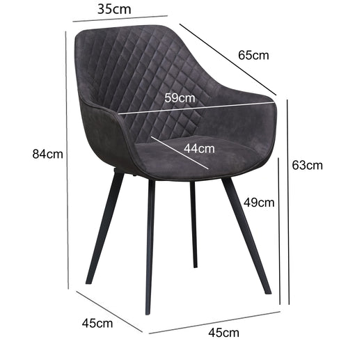 Livingfurn eetkamerstoel Luca - stof - 60x50x85 - Antraciet