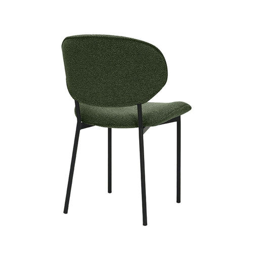 LABEL51 Eetkamerstoel Senn - Donkergroen/Zwart Bouclé - Set van 2