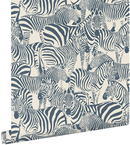 ESTAhome behang zebra's donkerblauw - 50 x 900 cm - 132213