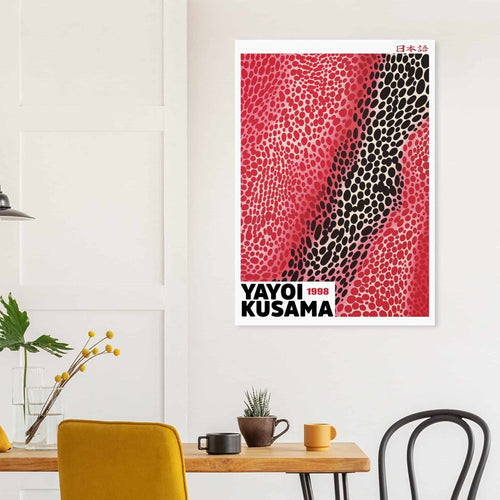 Artfulprints Poster met Lijst Yayoi Kusama - Red sensation   - 50x70 cm - Rood