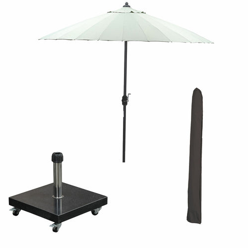 Garden Impressions stokparasol Manilla olijf Ø250 cm met 40kg Eureka voet en hoes