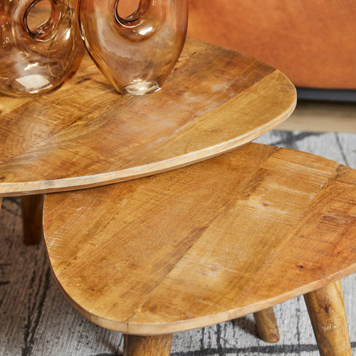 StarFurn Salontafel Omaha - Naturel Mangohout - Set van 2 - 60x60x45cm