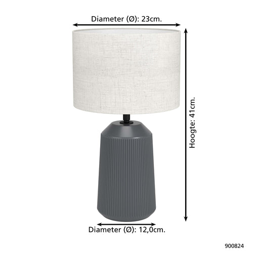 EGLO tafellampen Capalbio - e27 - keramiek - grijs - vtwonen shop