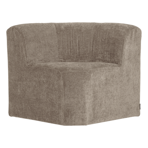 WOOOD eetbank hoek met rugleuning Mojo Base - Rib - Donkerzand - 83x80x80