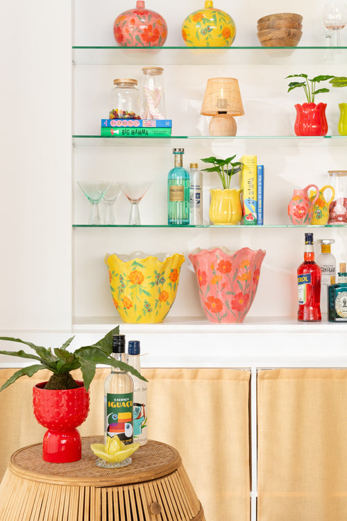 J-Line vaas Alegria Bloemen Breed - keramiek - mix - Ø 30.5 cm