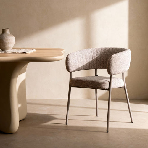 DÉJA Living Eetkamerstoel Malilla - Taupe Stof - Set van 2
