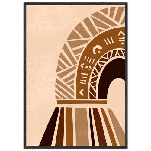 Artfulprints Poster met Lijst Boho – Ethnic sunrise   - 70x100 cm - Bruin