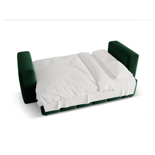 Cosmopolitan Design - Slaapbank met opbergdoos Verona 3-zits, flueel flessengroen - 98x252x85cm