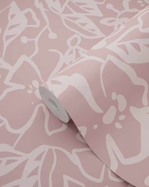 ESTAhome behang bladeren en bloemen oudroze - 50 x 900 cm - 131377 - vtwonen shop