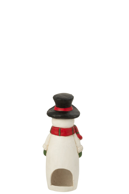J-Line theelichthouder Sneeuwman Sjaal + Hoed - magnesium - mix - small