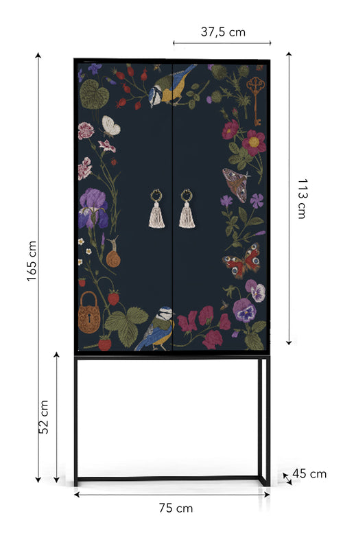 Kast dressoir met 2 deuren van MDF met groen en lila bloemenpatroon - vtwonen shop
