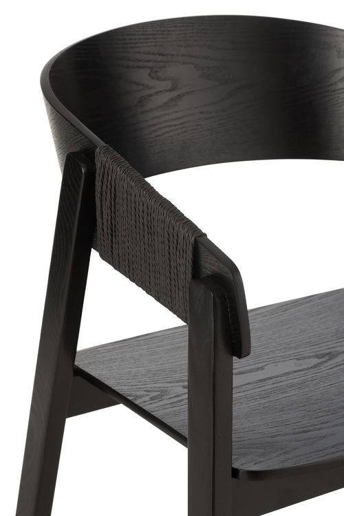 J-Line stoel Naga - essenhout/touw - zwart