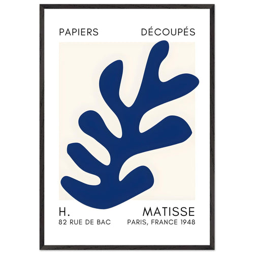 Artfulprints Poster met Lijst Matisse – Ocean petals navy blue II   - 70x100 cm - Blauw