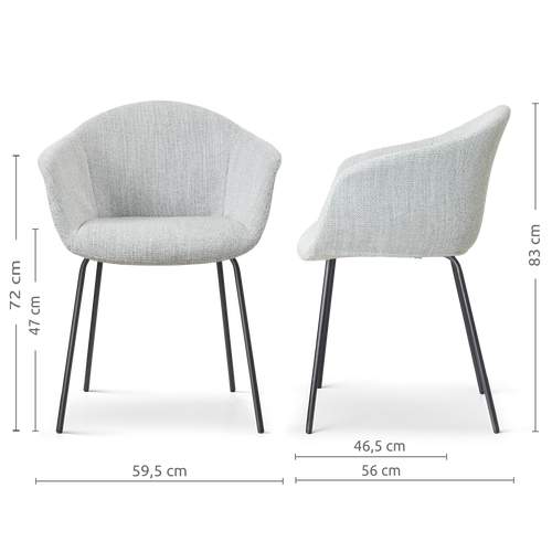 Nolon Nora-Otis Eetkamerstoel Grijs Melange - met Armleuning - Zwart - vtwonen shop