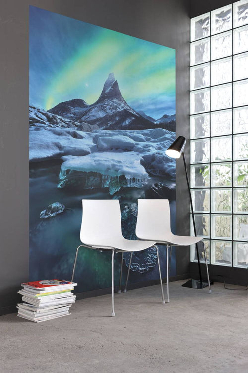 Sanders & Sanders fotobehang Noorderlicht blauw en groen - 200 x 250 cm - 612560