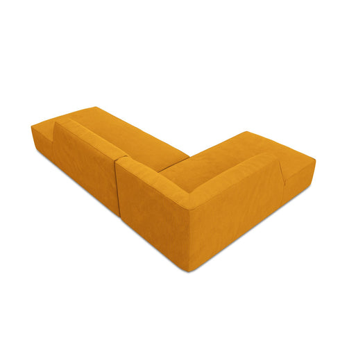 Cosmopolitan Design - Modulaire hoekbank links Siena 4-zits, ribfluwelen geel - 180x273x69cm