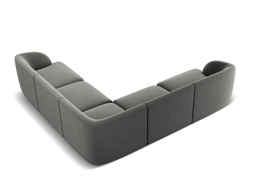 Micadoni Symmetrische hoekbank Miley 5-zits, flueel, lichtgrijs - 255x255x70cm