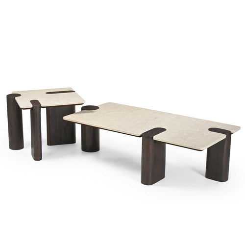 Starfurn Salontafel Maeve - Rechthoek Hout/Marmer - 128x60x36cm