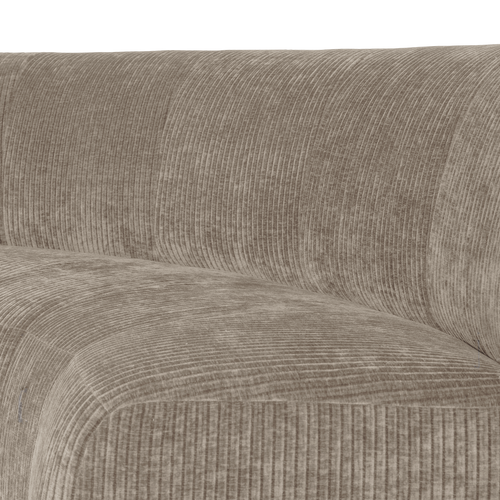 WOOOD eetbank halfronde hoek rugleuning Mojo Base - Rib - D.zand - 83x152x76