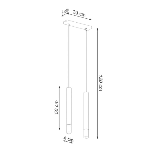 Sollux Lighting Hanglamp WEZYR 2 zwart - 30x6x120cm