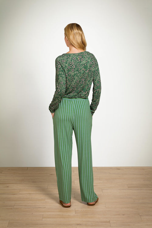 Pip Studio - Belin Pyjama Broek Dames - Kente Stripe - Groen - L
