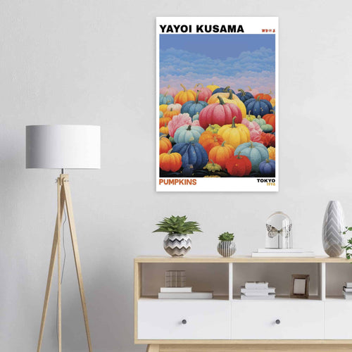 Artfulprints Poster met Lijst Yayoi Kusama - Pumpkins   - A4 21x29.7 cm - Meerkleurig