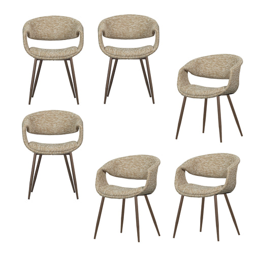 WOOOD eetkamerstoelen Yossi Metalen Koper Poot - Zand - Set van 6