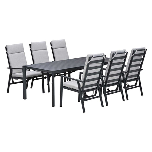 Garden Impressions Kasper tuinset 7-delig - tuintafel 220x93 cm donker grijs